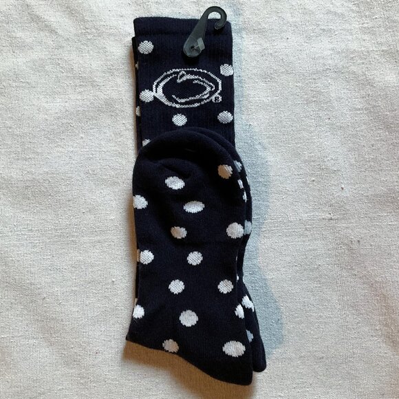 NWT Penn State Women's Knee Socks, Navy/White Polka Dots, Sz 9-11 - Picture 1 of 3